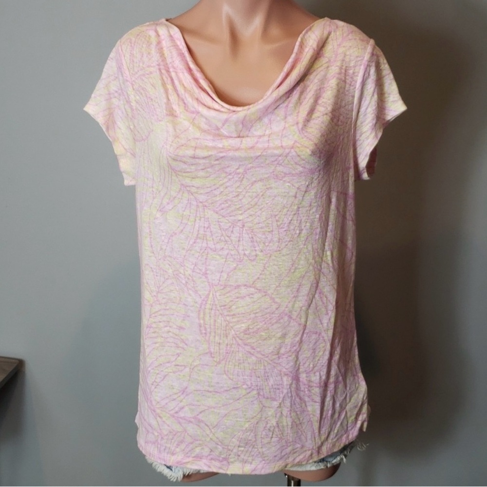 Tahari | Costal Linen Short Sleeve Top